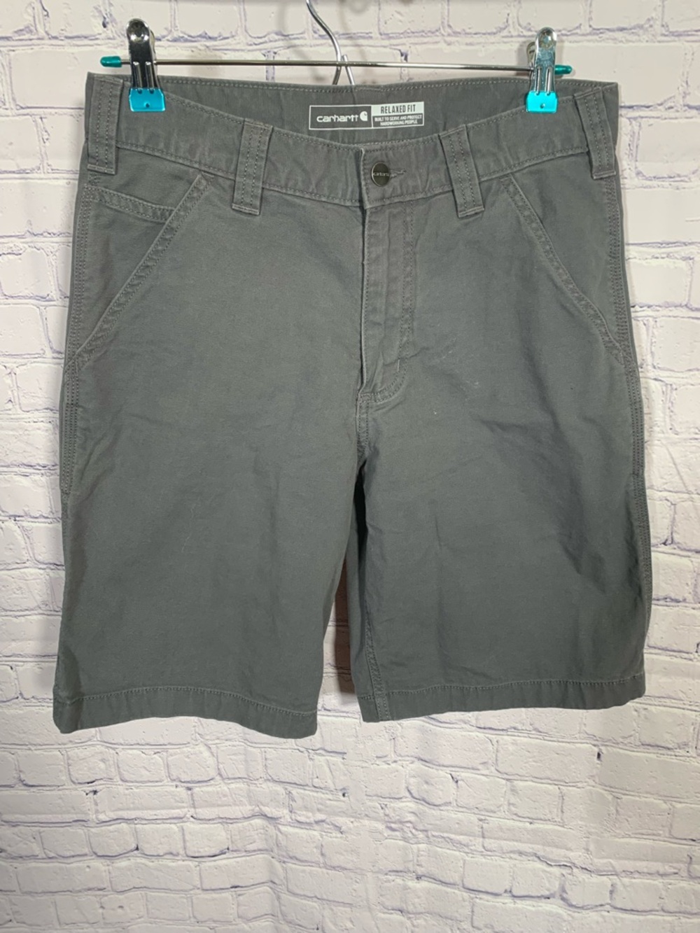 Carhartt Mens Rugged Flex Relaxed Fit Canvas Work Short Gray Size 30 Casual
